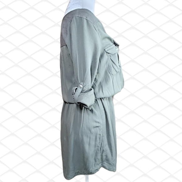 AEO Olive Green Casual Shirt Dress w/ Tie-waist - Picture 5 of 13